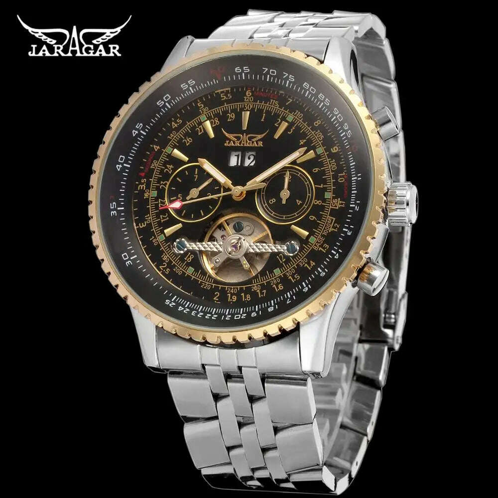 KIMLUD, New JARGAR Multifunctional Automatic Tourbillon Mens Watches Luxury Business Waterproof Full Steel Strap Male Wristwatches, KIMLUD Womens Clothes