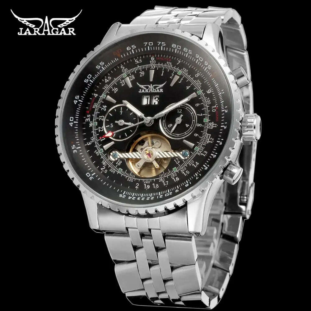 KIMLUD, New JARGAR Multifunctional Automatic Tourbillon Mens Watches Luxury Business Waterproof Full Steel Strap Male Wristwatches, KIMLUD Womens Clothes