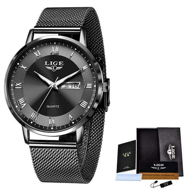 KIMLUD, New LIGE Women Ultra-Thin Watch Top Brand Luxury Watches Fashion Ladies Clock Stainless Steel Waterproof Calendar Wristwatch+Box, KIMLUD Womens ClothesKIMLUD, New LIGE Women Ultra-Thin Watch Top Brand Luxury Watches Fashion Ladies Clock Stainless Steel Waterproof Calendar Wristwatch+Box, black / China, KIMLUD APPAREL - Womens Clothes