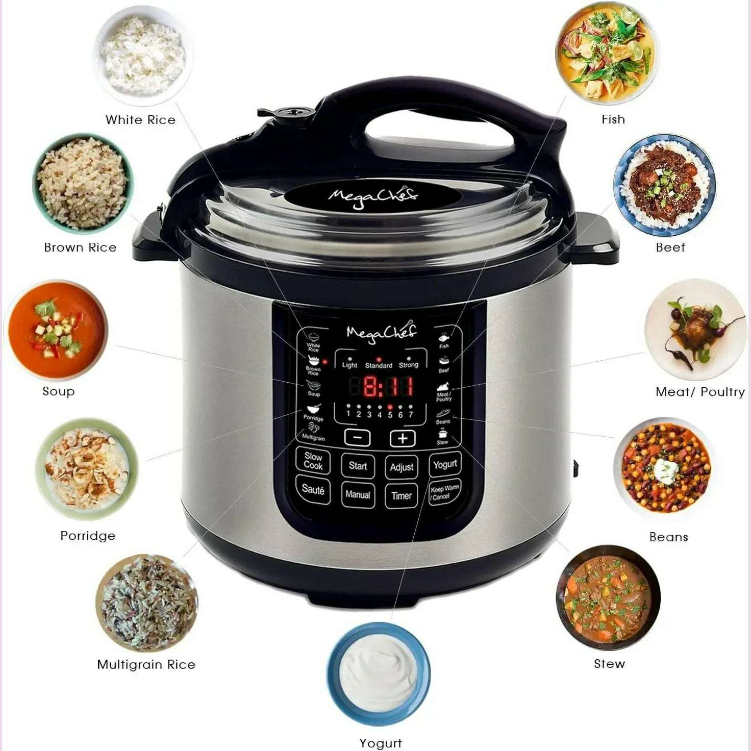 KIMLUD, NEW MCPR120A 8 Quart Digital Pressure Cooker with 13 Pre-set Multi Function Features, Stainless Steel, KIMLUD Womens Clothes