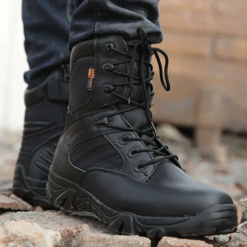 KIMLUD, New Men's Military Boots Special Forces Tactical Desert Combat Boots Lace-up Army Boots Winter Ankle Boots Men Plus Size 39-47, KIMLUD Womens Clothes