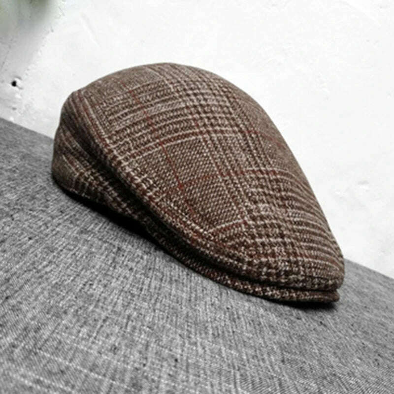 KIMLUD, New Newsboy Cap Beret Hat Men Women Hat Grid Gatsby Octagonal Herringbone Vintage Ivy Hats BLM228, KIMLUD Womens Clothes