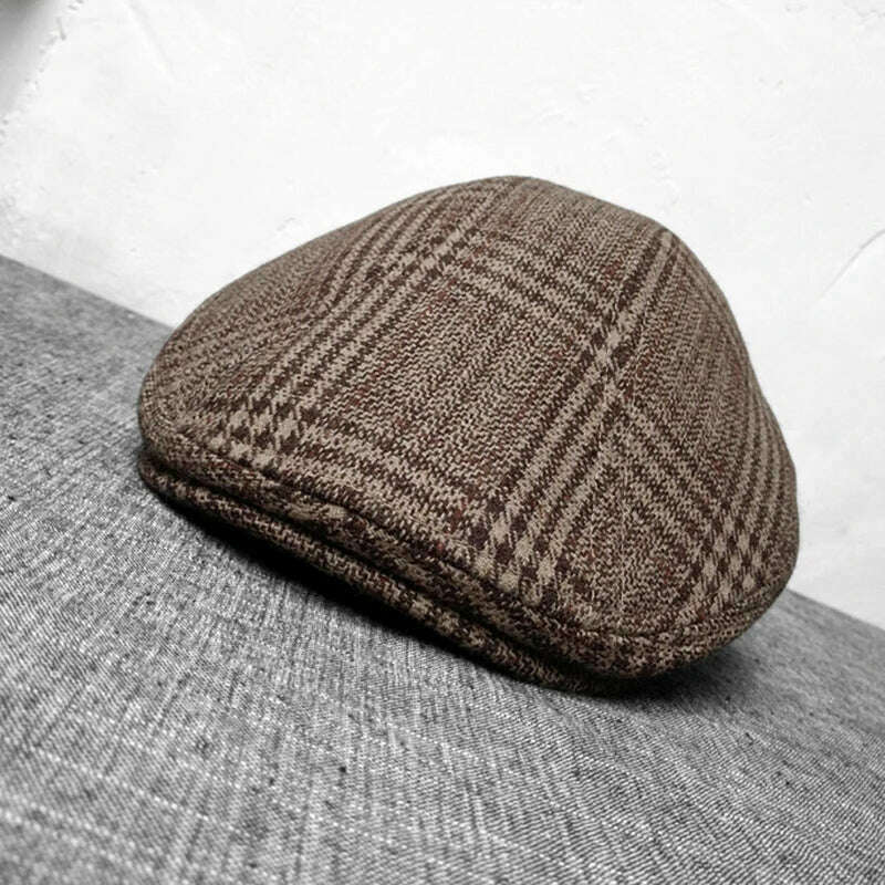 KIMLUD, New Newsboy Cap Beret Hat Men Women Hat Grid Gatsby Octagonal Herringbone Vintage Ivy Hats BLM228, KIMLUD Womens Clothes