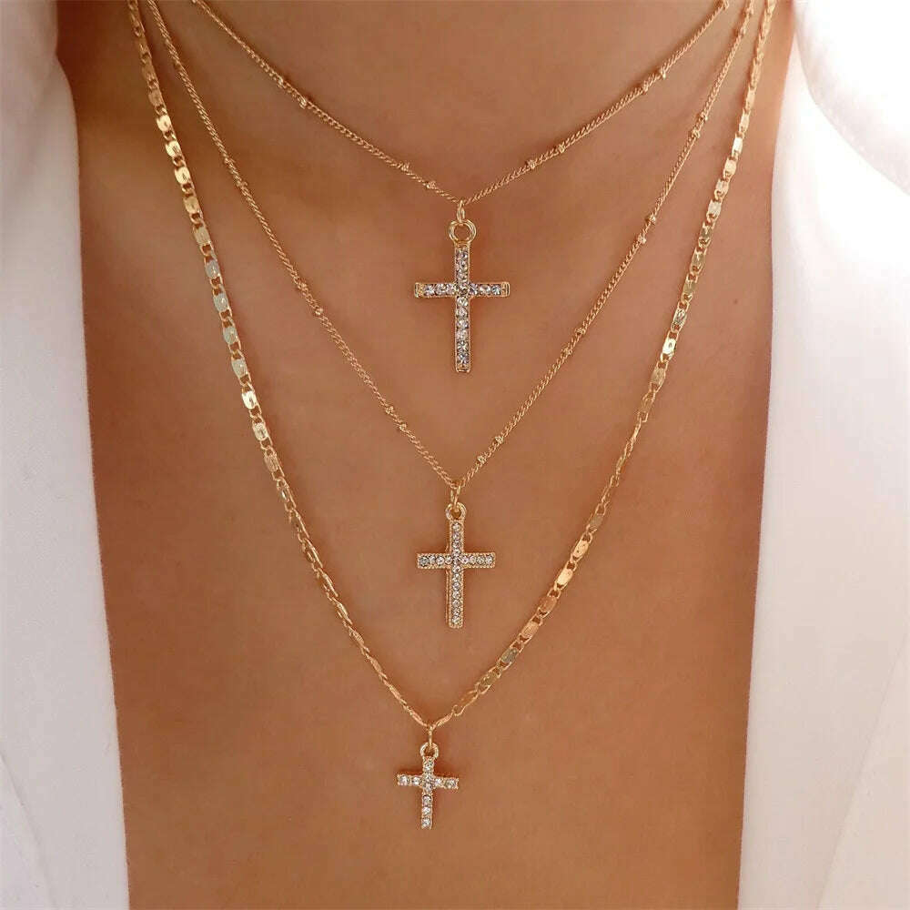 KIMLUD, New Punk Gold Color Thick Geometric Chain Jesus Mary Portrait Coin Pendant Necklace For Women Vintage Fashion Multilevel Jewelry, NES-0820-8, KIMLUD Womens Clothes