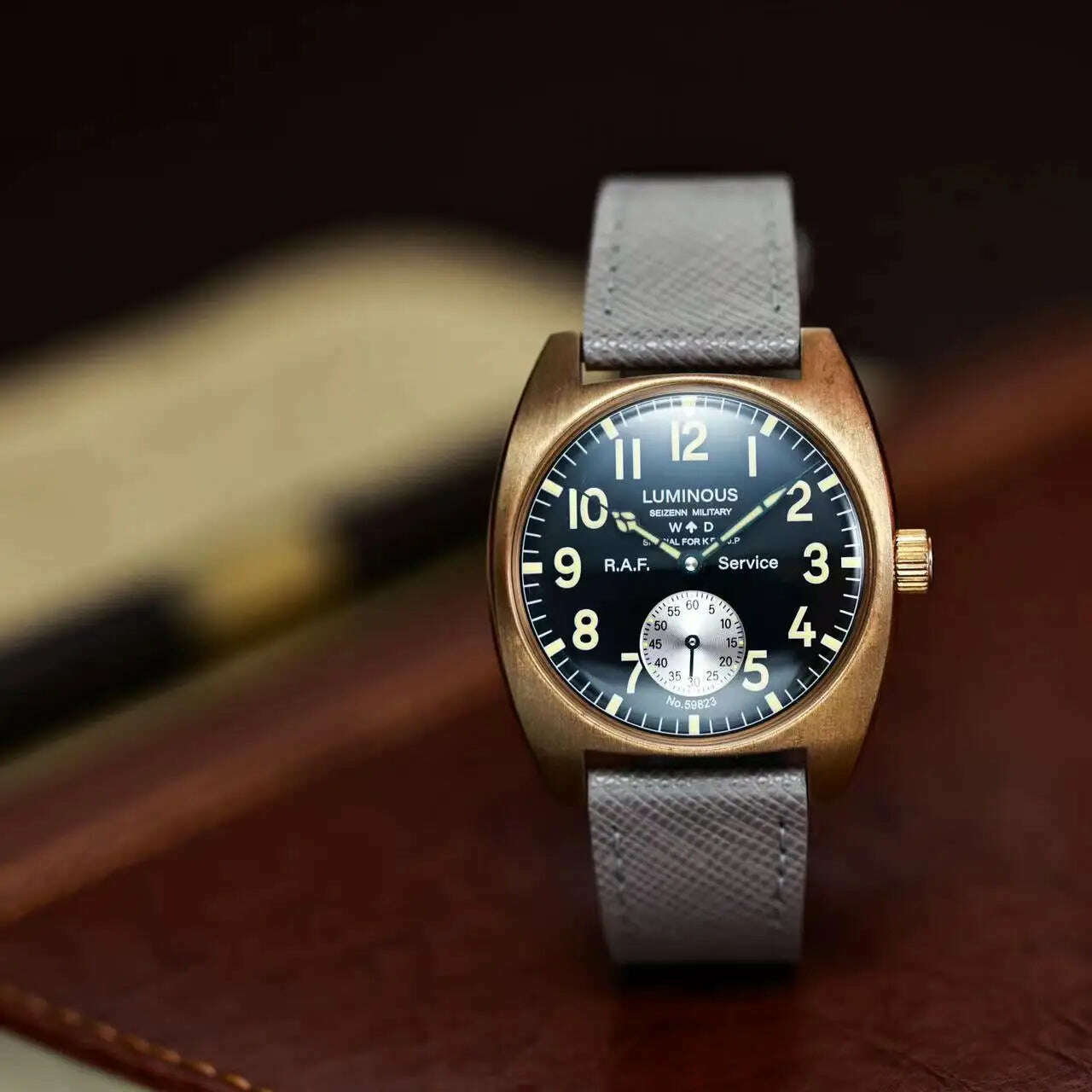KIMLUD, NEW Seizenn W10 WW2 Field Watch Retro Arrow Pilot Watch Men Mechanical Manual Hand Wind Luminous Merkur CUSN8 Bronze Turtle Case, KIMLUD Womens Clothes