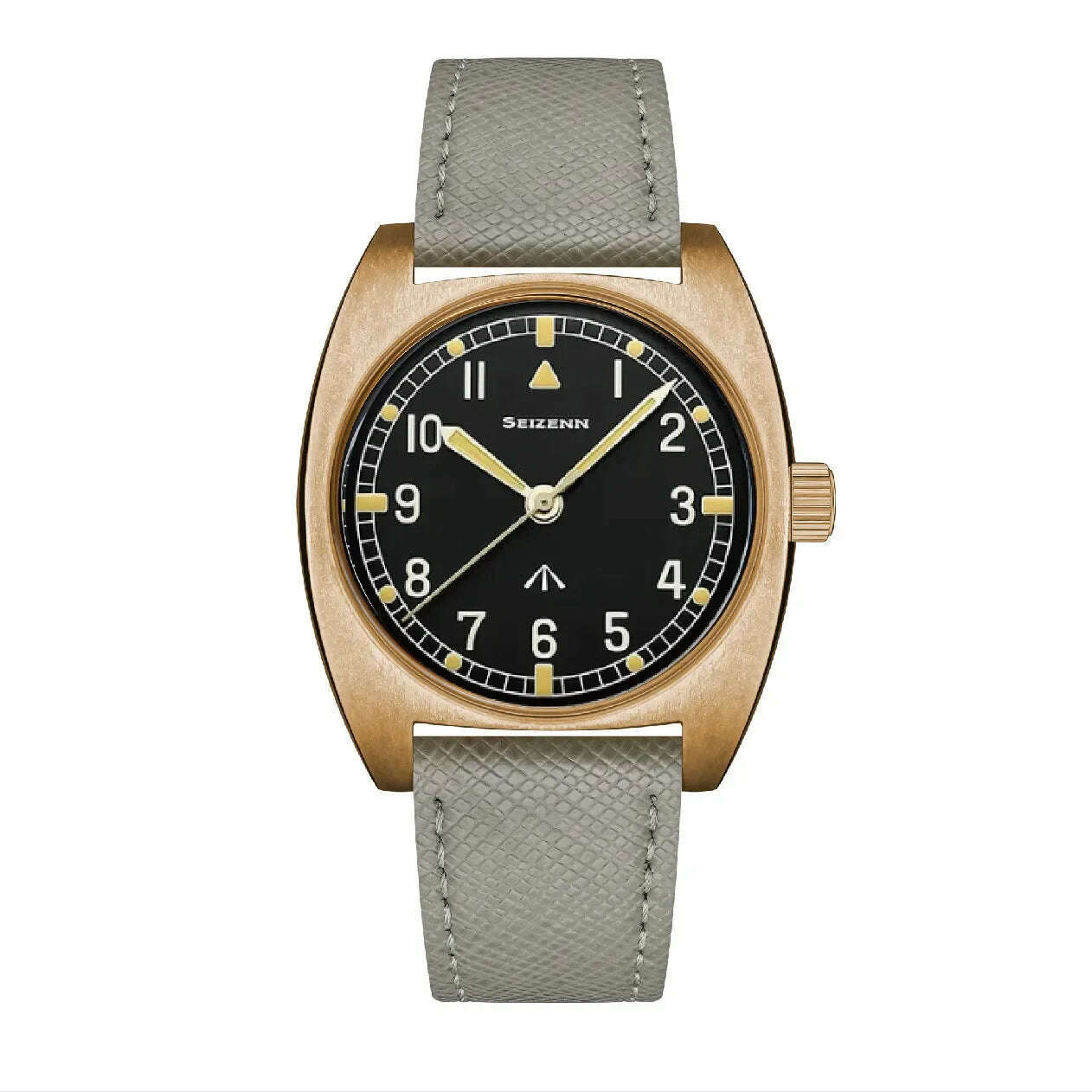 KIMLUD, NEW Seizenn W10 WW2 Field Watch Retro Arrow Pilot Watch Men Mechanical Manual Hand Wind Luminous Merkur CUSN8 Bronze Turtle Case, KIMLUD Womens Clothes