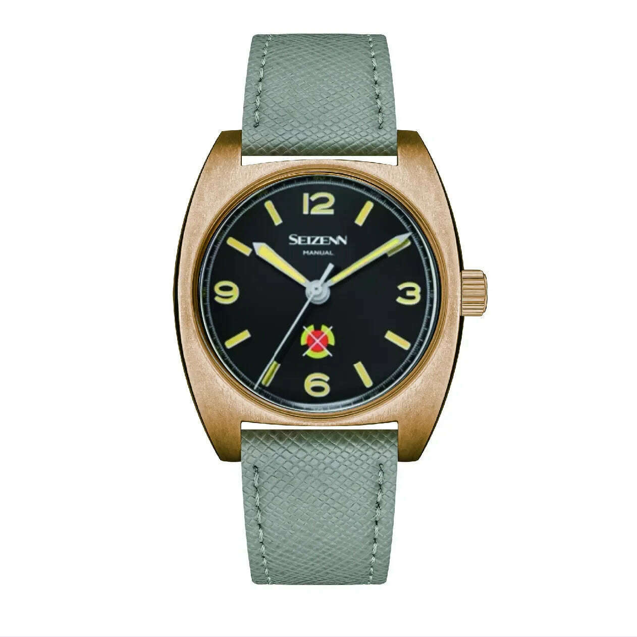 KIMLUD, NEW Seizenn W10 WW2 Field Watch Retro Arrow Pilot Watch Men Mechanical Manual Hand Wind Luminous Merkur CUSN8 Bronze Turtle Case, KIMLUD Womens Clothes