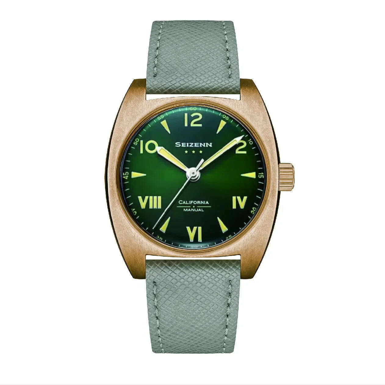 KIMLUD, NEW Seizenn W10 WW2 Field Watch Retro Arrow Pilot Watch Men Mechanical Manual Hand Wind Luminous Merkur CUSN8 Bronze Turtle Case, KIMLUD Womens Clothes