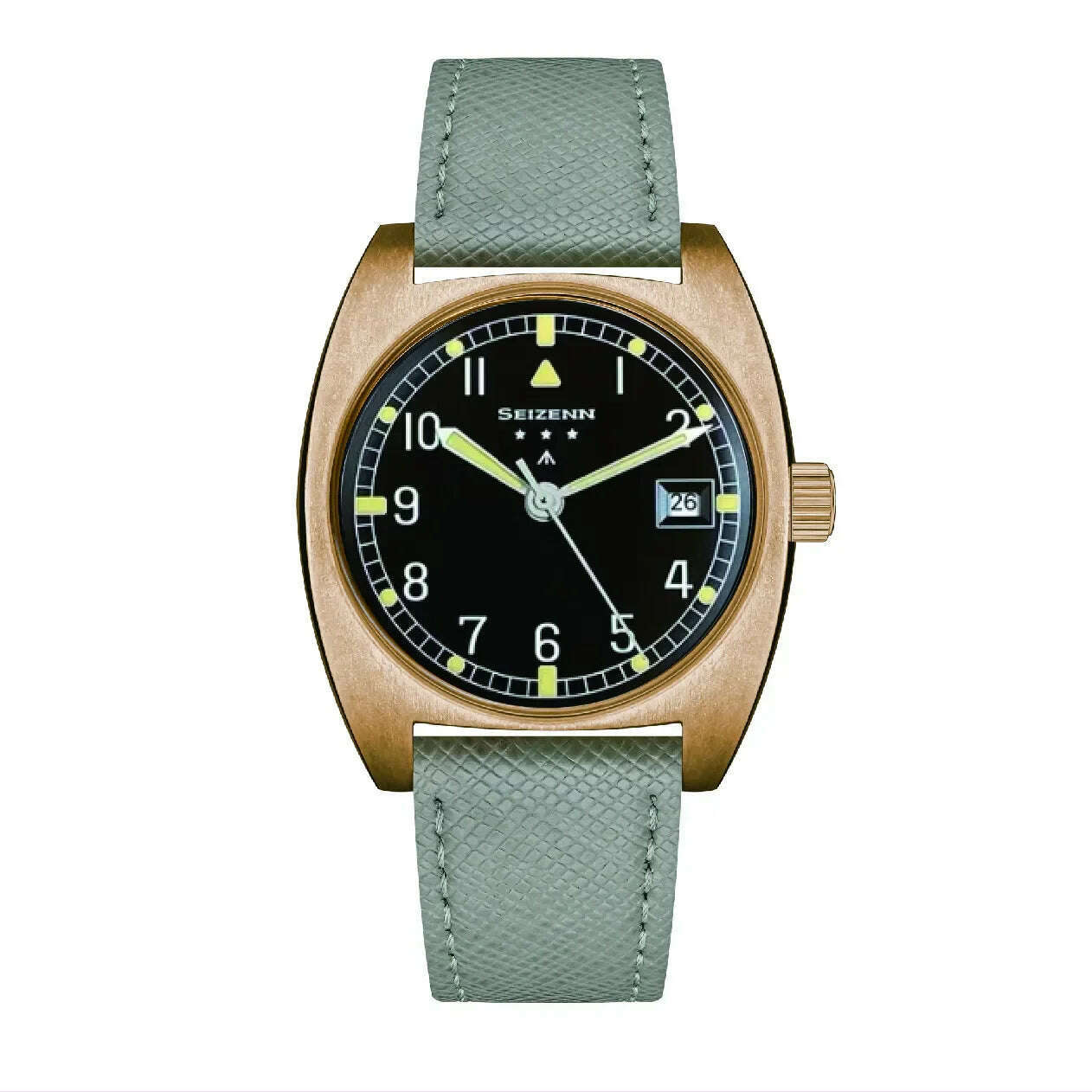 KIMLUD, NEW Seizenn W10 WW2 Field Watch Retro Arrow Pilot Watch Men Mechanical Manual Hand Wind Luminous Merkur CUSN8 Bronze Turtle Case, KIMLUD Womens Clothes
