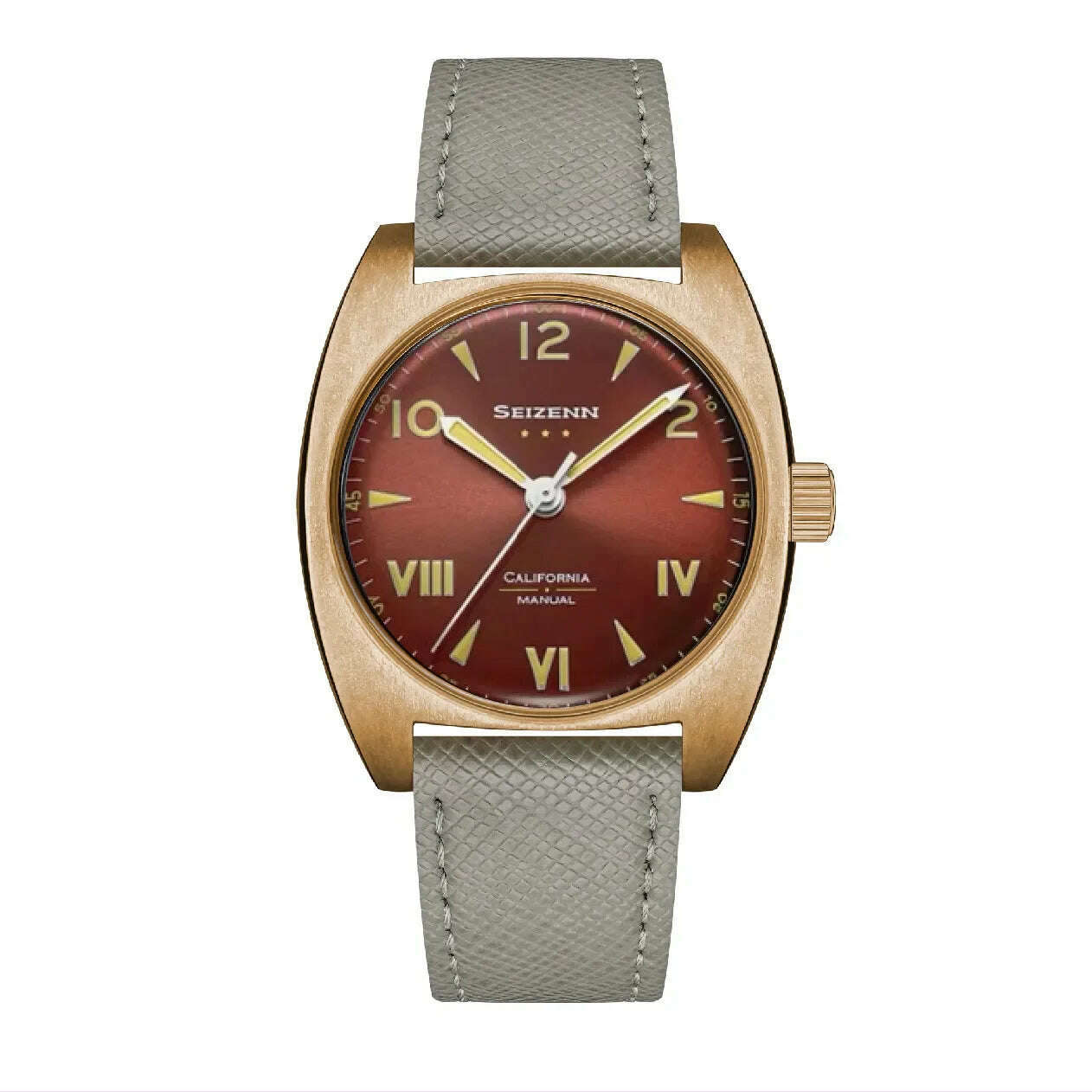 KIMLUD, NEW Seizenn W10 WW2 Field Watch Retro Arrow Pilot Watch Men Mechanical Manual Hand Wind Luminous Merkur CUSN8 Bronze Turtle Case, KIMLUD Womens Clothes