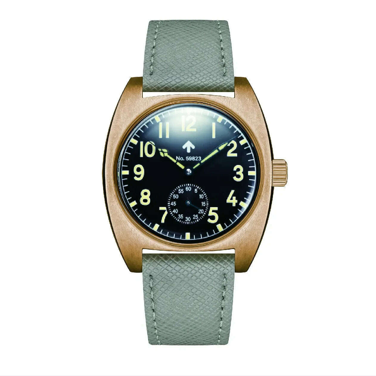 KIMLUD, NEW Seizenn W10 WW2 Field Watch Retro Arrow Pilot Watch Men Mechanical Manual Hand Wind Luminous Merkur CUSN8 Bronze Turtle Case, KIMLUD Womens Clothes