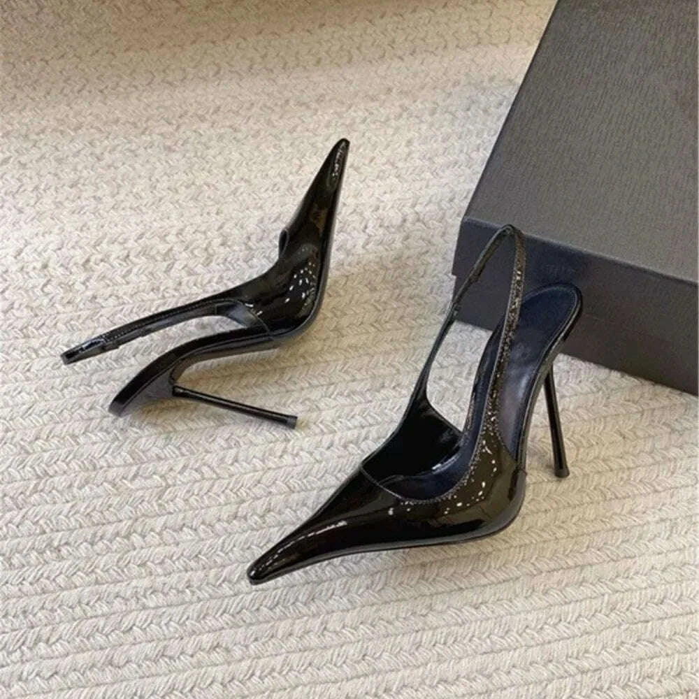 New Sexy Pointed Toe High Heeled Shoes for Woman's Thin Heels Slip-On Summer Pumps Luxury Lady Black Wedding Party Sandal