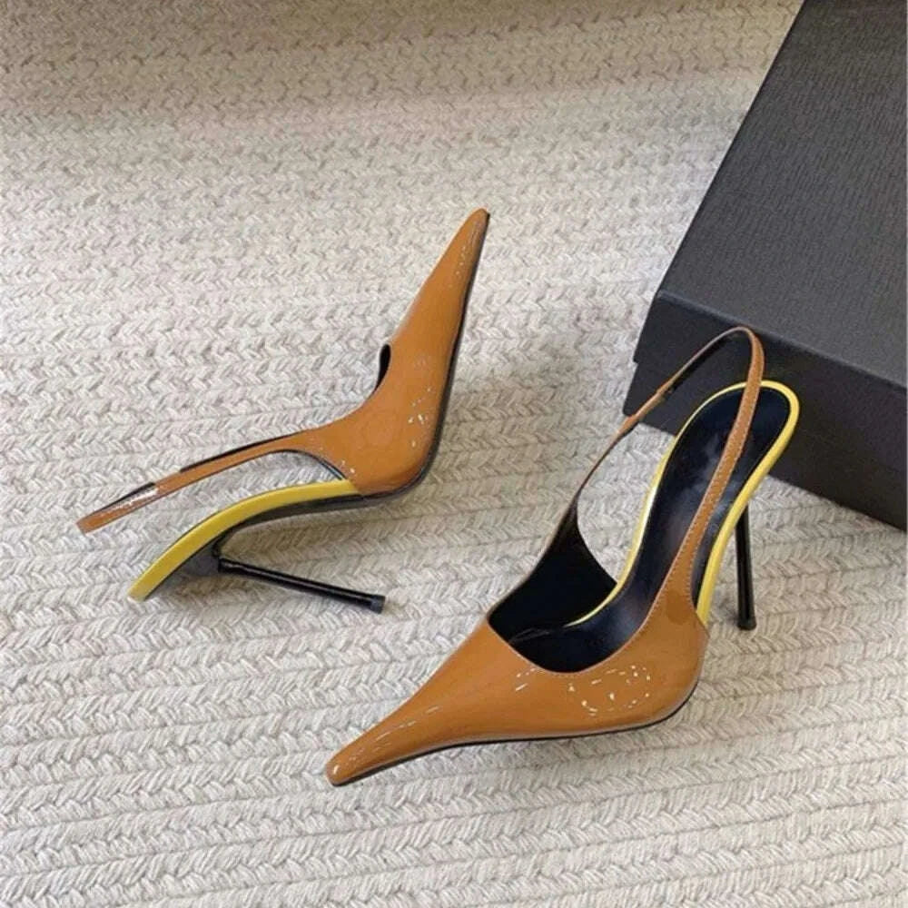 New Sexy Pointed Toe High Heeled Shoes for Woman's Thin Heels Slip-On Summer Pumps Luxury Lady Black Wedding Party Sandal