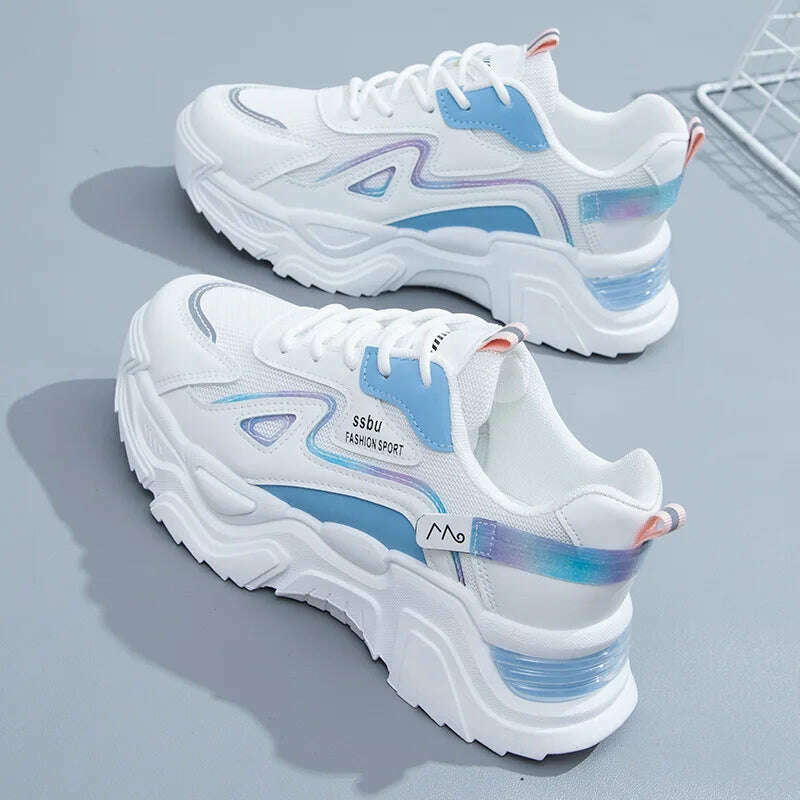 KIMLUD, NEW Sneakers Women Platform Flat Shoes Woman Shoes Green Casual Trainers Ladies Chunky Sneakers Women Shoes, White / 35, KIMLUD APPAREL - Womens Clothes