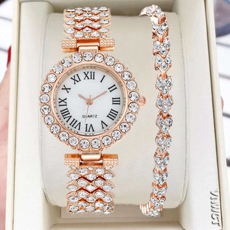 KIMLUD, New stock! ! Women Bracelet Watches Steel belt Love Steel belt Rhinestone Quartz Wrist Watch Luxury Fashion Watch for women, KIMLUD Women's Clothes