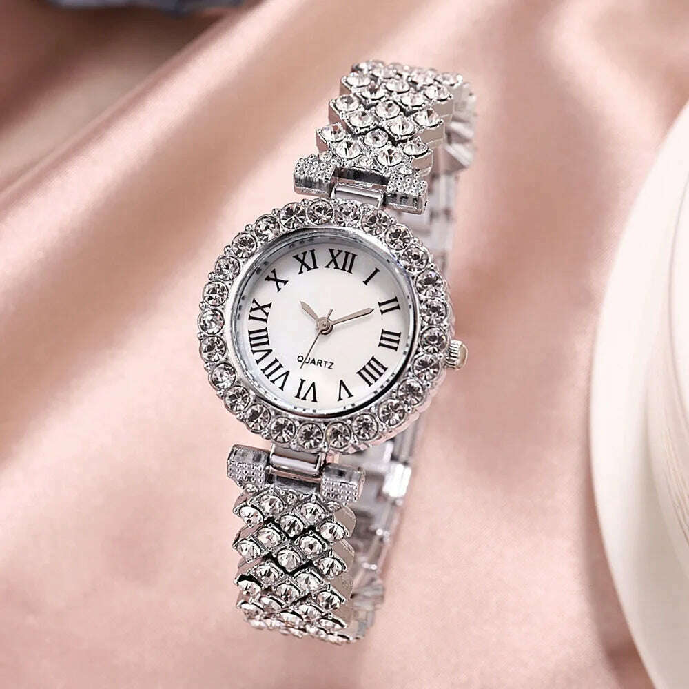 KIMLUD, New stock! ! Women Bracelet Watches Steel belt Love Steel belt Rhinestone Quartz Wrist Watch Luxury Fashion Watch for women, Silver, KIMLUD Womens Clothes