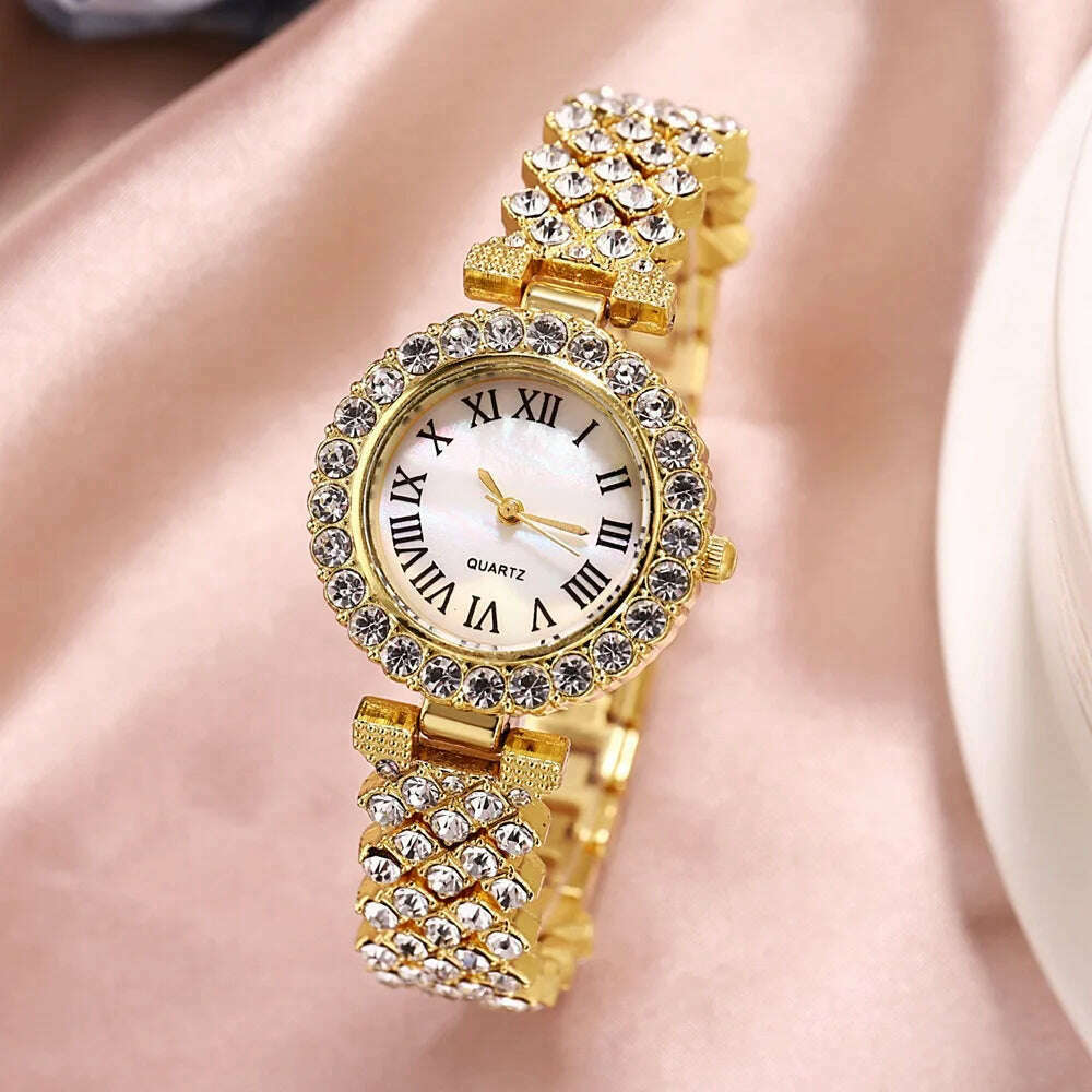 KIMLUD, New stock! ! Women Bracelet Watches Steel belt Love Steel belt Rhinestone Quartz Wrist Watch Luxury Fashion Watch for women, KIMLUD Womens ClothesKIMLUD, New stock! ! Women Bracelet Watches Steel belt Love Steel belt Rhinestone Quartz Wrist Watch Luxury Fashion Watch for women, Gold, KIMLUD APPAREL - Womens Clothes