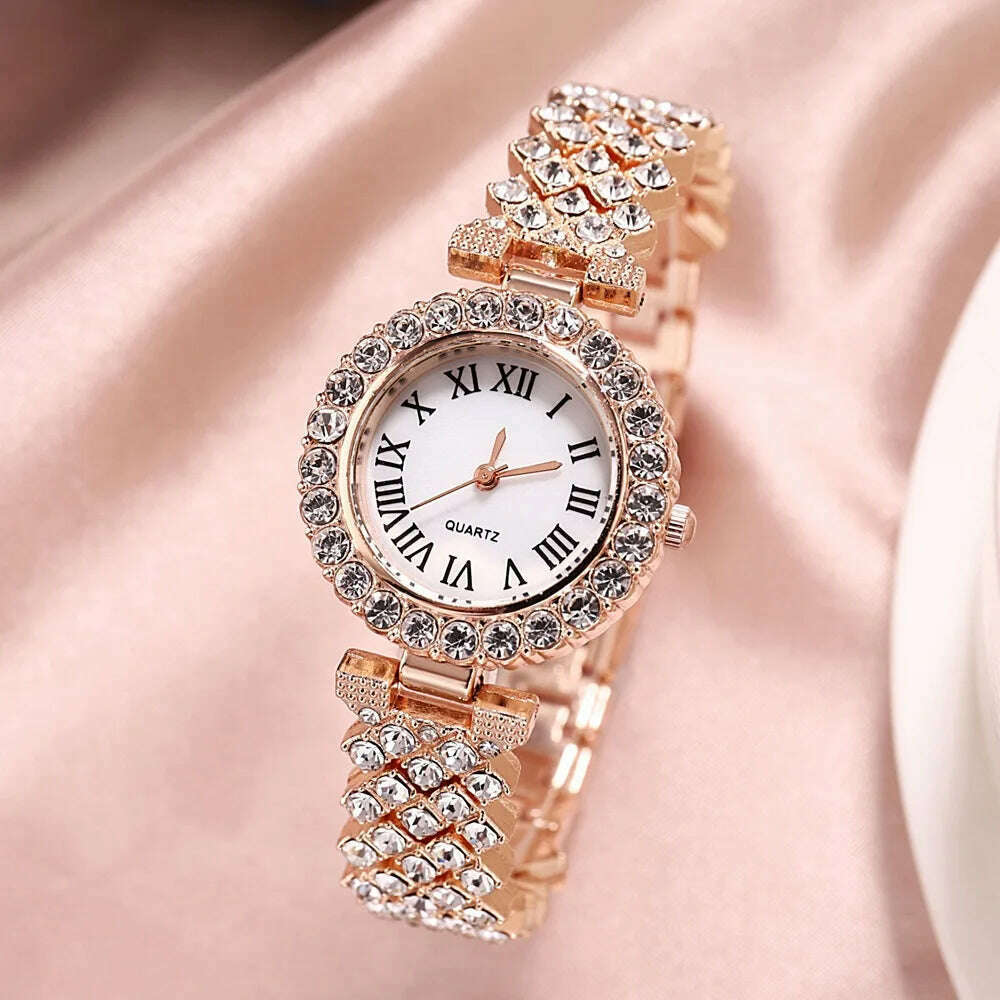 KIMLUD, New stock! ! Women Bracelet Watches Steel belt Love Steel belt Rhinestone Quartz Wrist Watch Luxury Fashion Watch for women, Rose, KIMLUD Womens Clothes