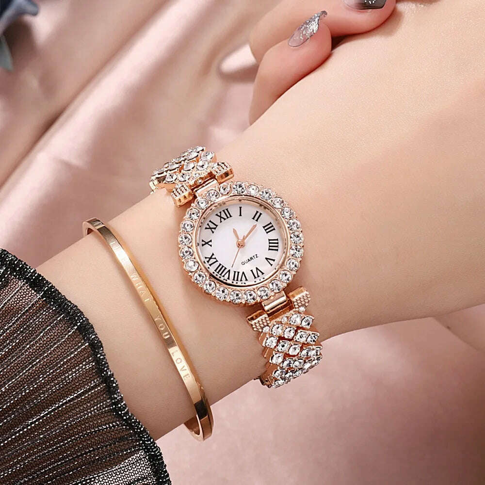 KIMLUD, New stock! ! Women Bracelet Watches Steel belt Love Steel belt Rhinestone Quartz Wrist Watch Luxury Fashion Watch for women, KIMLUD Womens Clothes