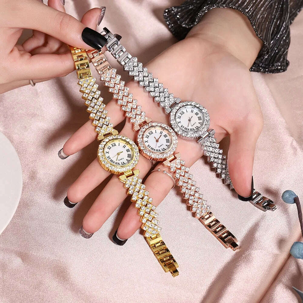 KIMLUD, New stock! ! Women Bracelet Watches Steel belt Love Steel belt Rhinestone Quartz Wrist Watch Luxury Fashion Watch for women, KIMLUD Womens Clothes