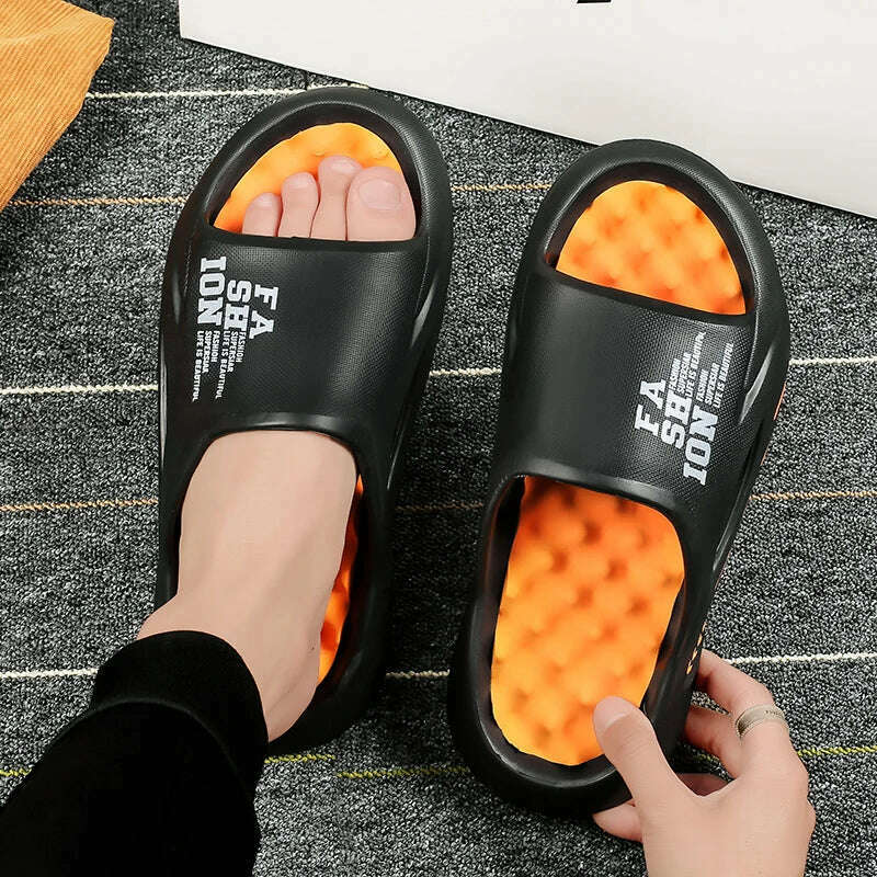 New Summer Men Massage Slippers Sides Indoor Outdoor Sandals Beach Casual Shoes Soft Sole Slides Men Flip-flops Men's Sandals - KIMLUD