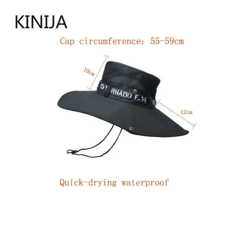 KIMLUD, New Summer Men Outdoor Climbing Fishing CapTourism Dual Purpose Men Large Brim Sun Fisherman Hat Bucket Hat Sun Protection Cap, KIMLUD Womens Clothes