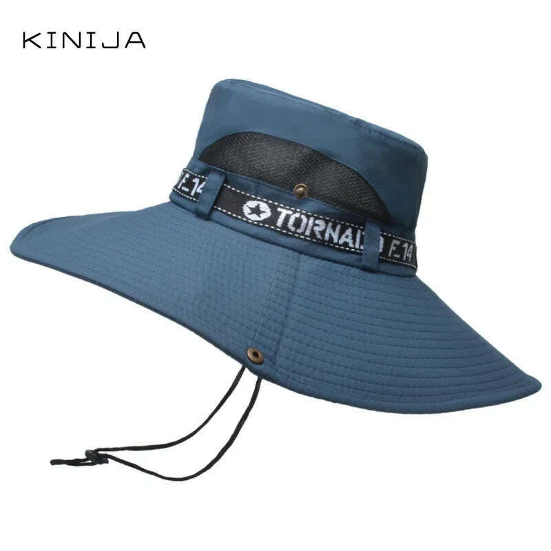 KIMLUD, New Summer Men Outdoor Climbing Fishing CapTourism Dual Purpose Men Large Brim Sun Fisherman Hat Bucket Hat Sun Protection Cap, navy / One Size, KIMLUD APPAREL - Womens Clothes
