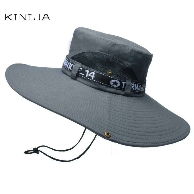 KIMLUD, New Summer Men Outdoor Climbing Fishing CapTourism Dual Purpose Men Large Brim Sun Fisherman Hat Bucket Hat Sun Protection Cap, KIMLUD Womens Clothes