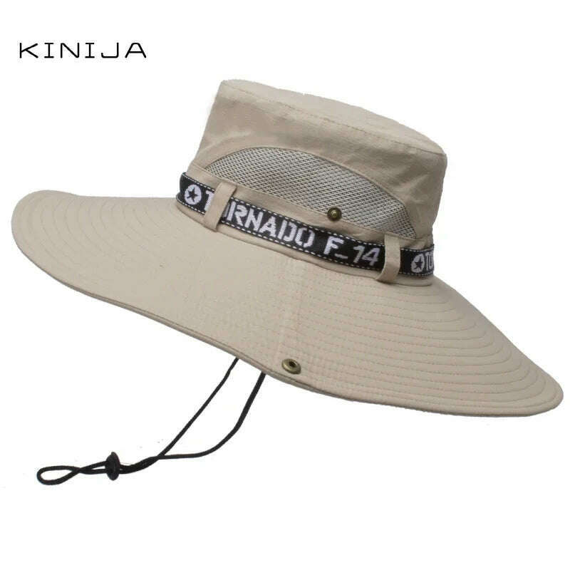 KIMLUD, New Summer Men Outdoor Climbing Fishing CapTourism Dual Purpose Men Large Brim Sun Fisherman Hat Bucket Hat Sun Protection Cap, beige / One Size, KIMLUD APPAREL - Womens Clothes
