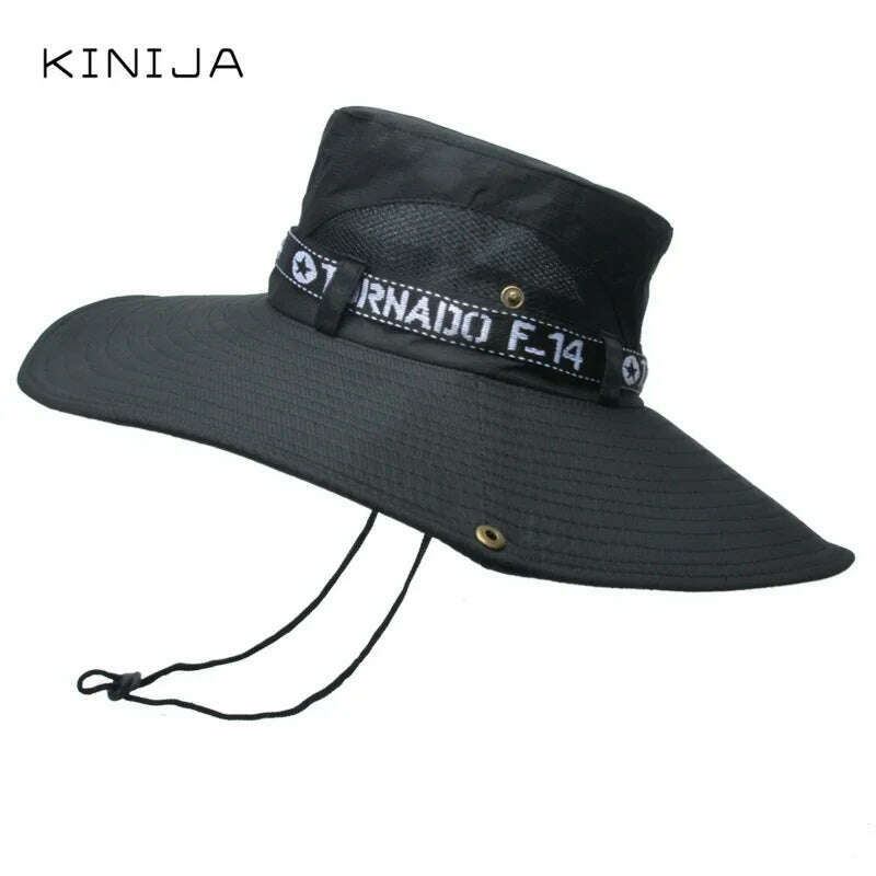 KIMLUD, New Summer Men Outdoor Climbing Fishing CapTourism Dual Purpose Men Large Brim Sun Fisherman Hat Bucket Hat Sun Protection Cap, KIMLUD Womens Clothes
