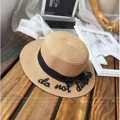 KIMLUD, New Summer Sun Hats Women Fashion Girl Straw Hat Ribbon Bow Beach Hat Casual Straw Flat Top Panama Hat Bone Feminino, do1, KIMLUD APPAREL - Womens Clothes