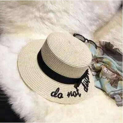 KIMLUD, New Summer Sun Hats Women Fashion Girl Straw Hat Ribbon Bow Beach Hat Casual Straw Flat Top Panama Hat Bone Feminino, do2, KIMLUD APPAREL - Womens Clothes