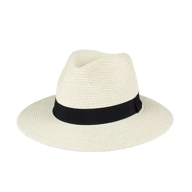 KIMLUD, New Summer unisex Ribbon sun hat casual vacation Panama Topper hat straw hat women Beach jazz men hats Foldable Chapeau, 2 / One Size, KIMLUD APPAREL - Womens Clothes