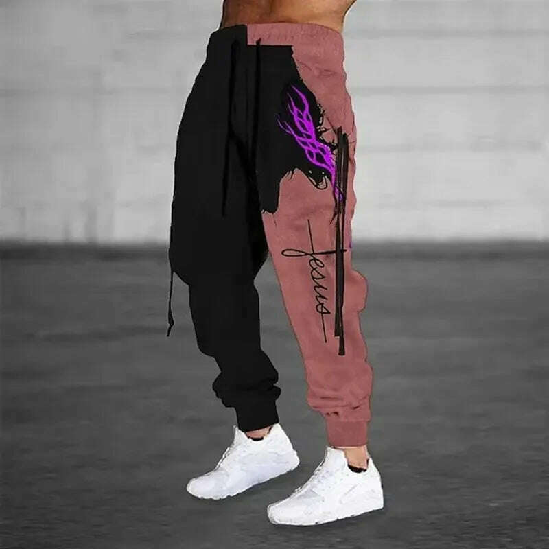 New Wide Leg Men's Sweatpants 3D Print Y2k Pants Man Casual Golf Joggers Long Outdoor Hip Hop Male Loose Trousers Gym Tracksuit - KIMLUD