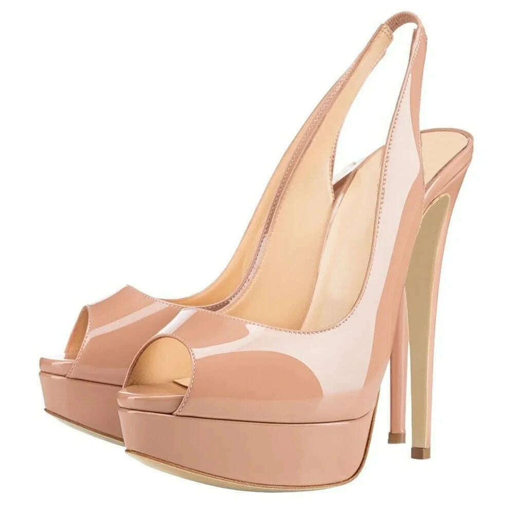 New Women Sandals 14CM Super High Heels Sexy Open Toe Platform Sandals Gladiator Party Dress Red Wedding Shoes Plus Size - KIMLUD