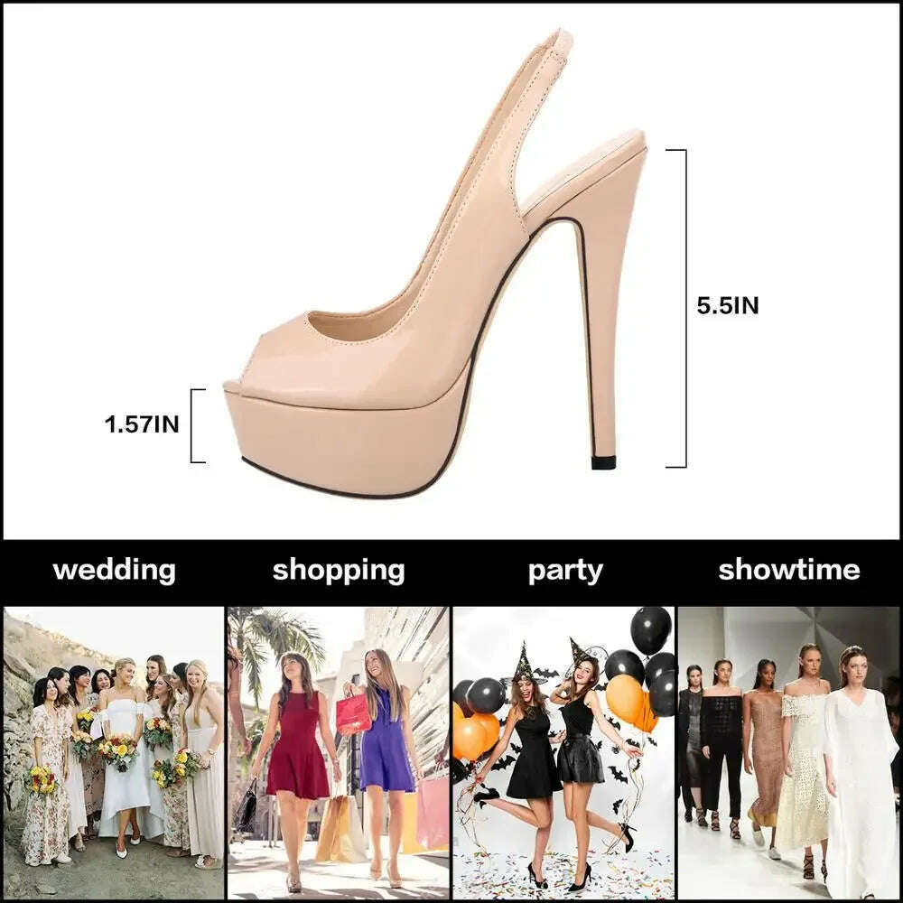 New Women Sandals 14CM Super High Heels Sexy Open Toe Platform Sandals Gladiator Party Dress Red Wedding Shoes Plus Size - KIMLUD