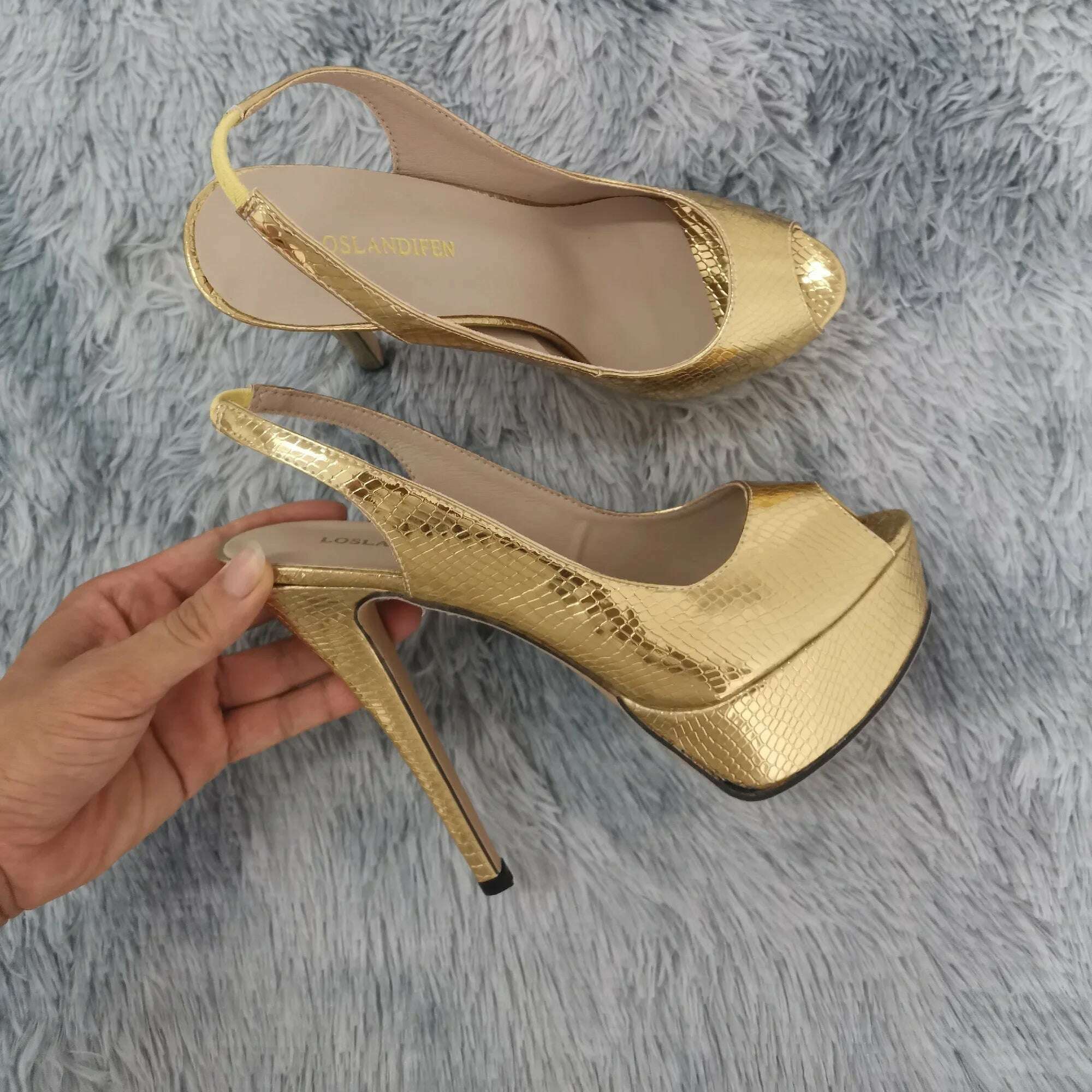 New Women Sandals 14CM Super High Heels Sexy Open Toe Platform Sandals Gladiator Party Dress Red Wedding Shoes Plus Size - KIMLUD