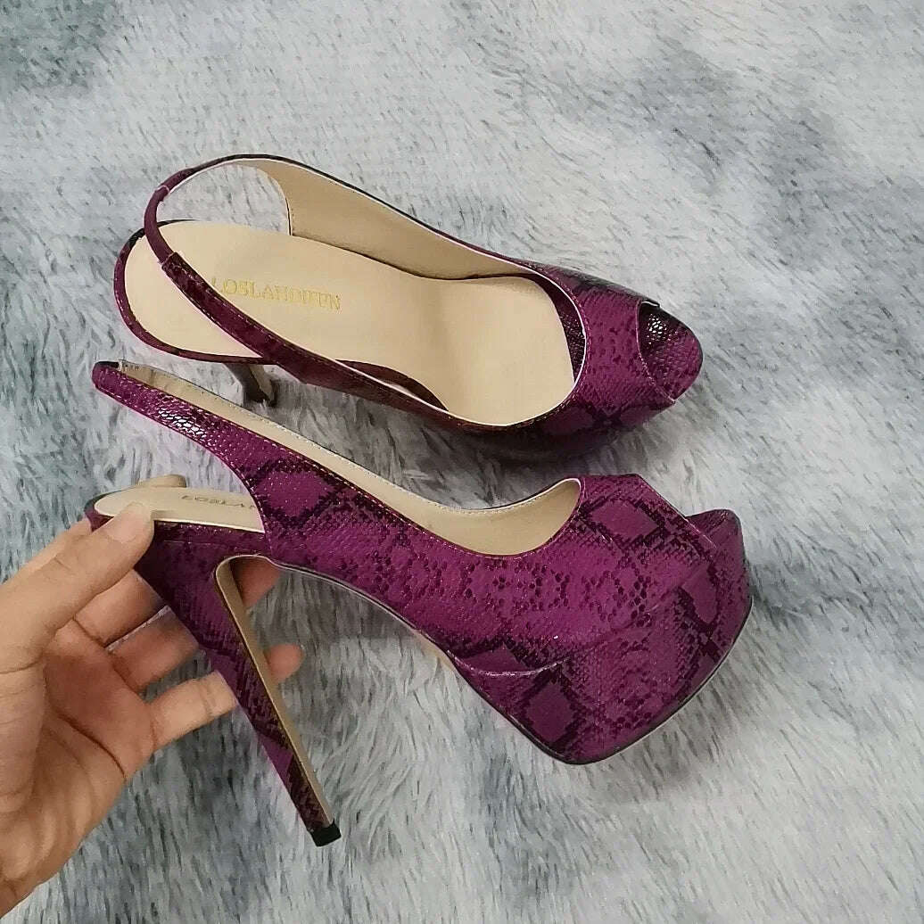 New Women Sandals 14CM Super High Heels Sexy Open Toe Platform Sandals Gladiator Party Dress Red Wedding Shoes Plus Size - KIMLUD