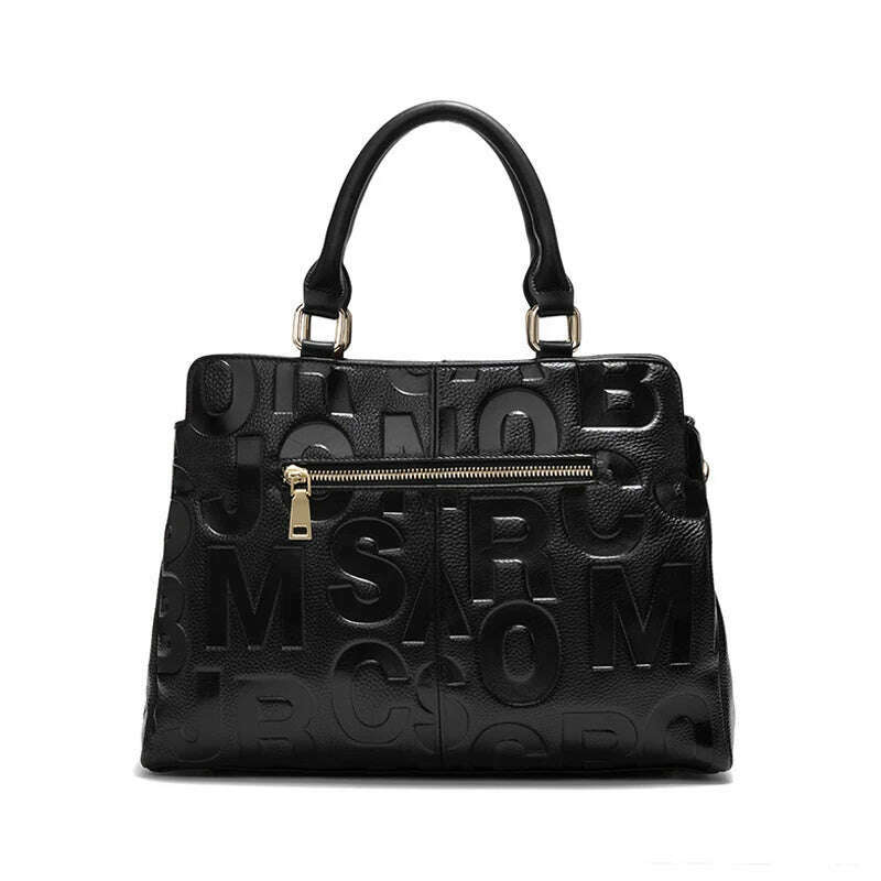 KIMLUD, New Women's Handbag Fashionable Letter Embossed High end Cowhide Crossbody Shoulder Bag, KIMLUD Womens Clothes