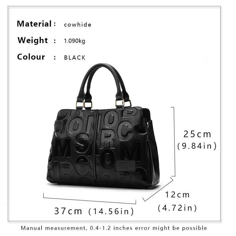 New Women's Handbag Fashionable Letter Embossed High end Cowhide Crossbody Shoulder Bag - KIMLUD