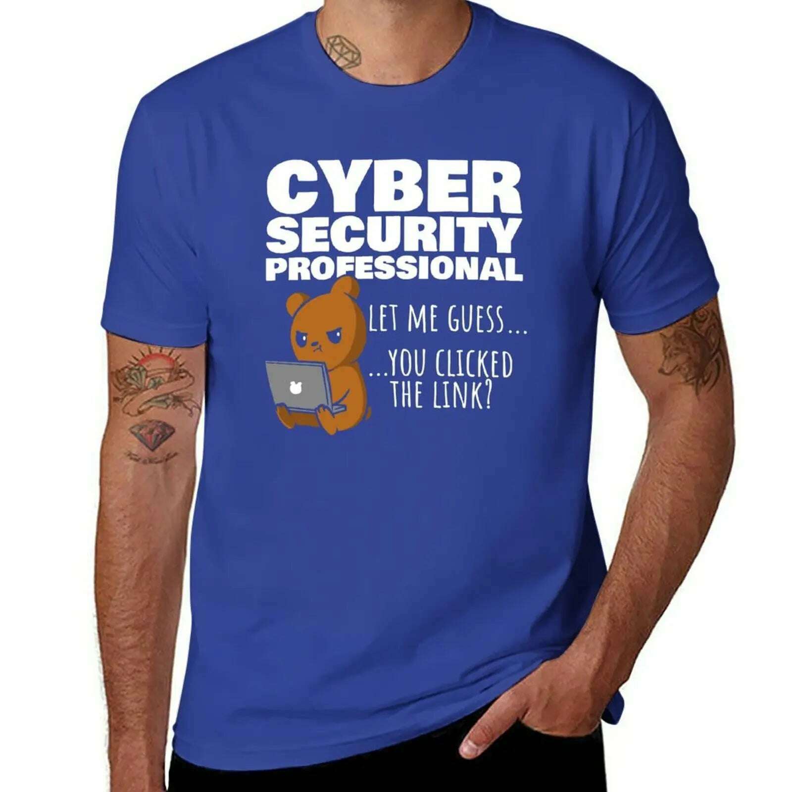 KIMLUD, New You Clicked The Link? Funny Cybersecurity Infosec T-Shirt oversized t shirts vintage t shirt kawaii clothes Men's clothing, Blue / S, KIMLUD APPAREL - Womens Clothes