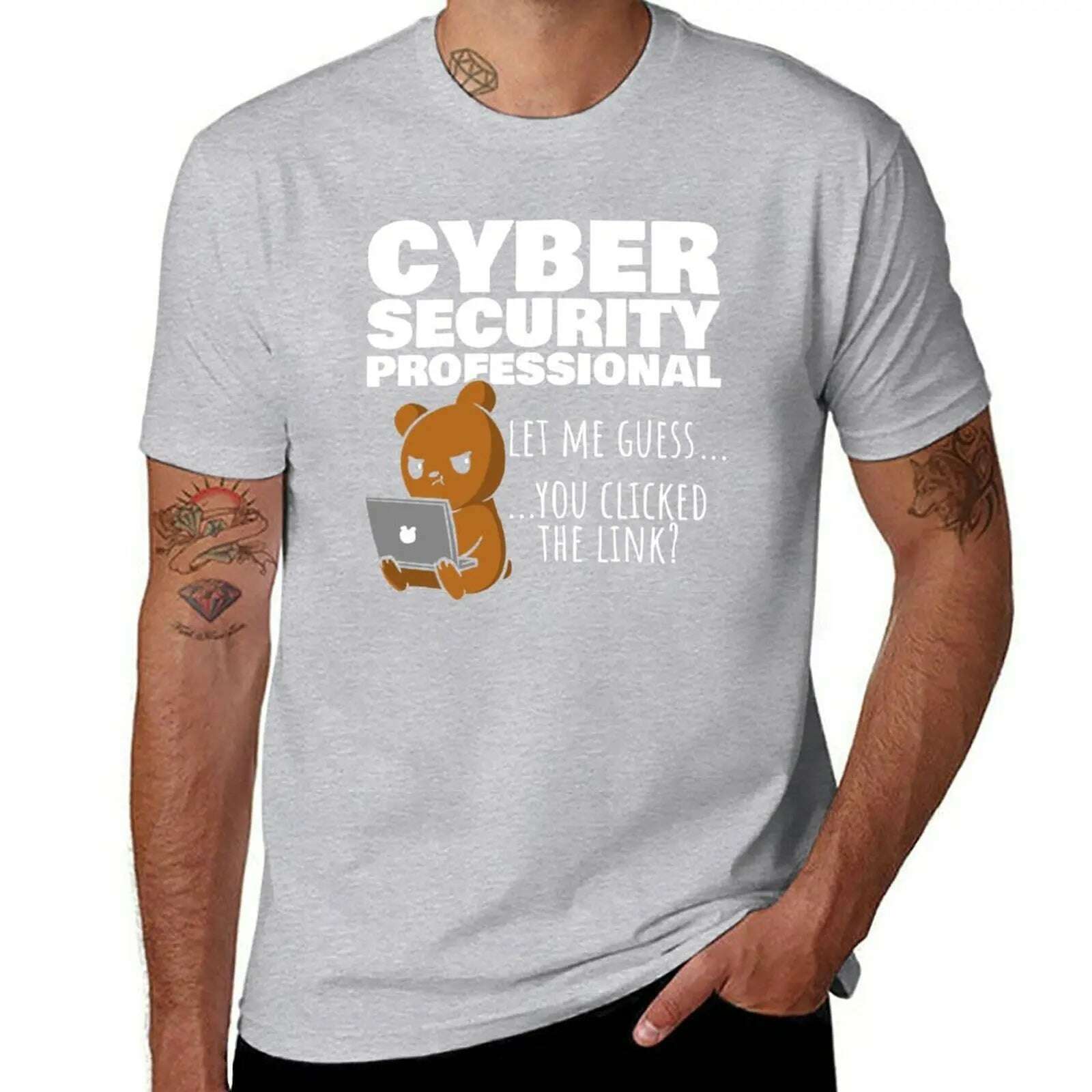 KIMLUD, New You Clicked The Link? Funny Cybersecurity Infosec T-Shirt oversized t shirts vintage t shirt kawaii clothes Men's clothing, Gray / S, KIMLUD APPAREL - Womens Clothes