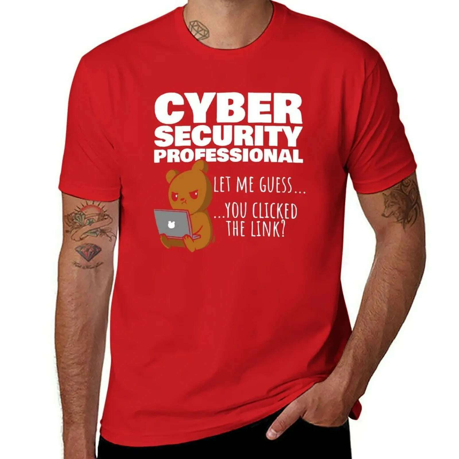 KIMLUD, New You Clicked The Link? Funny Cybersecurity Infosec T-Shirt oversized t shirts vintage t shirt kawaii clothes Men's clothing, Red / S, KIMLUD APPAREL - Womens Clothes