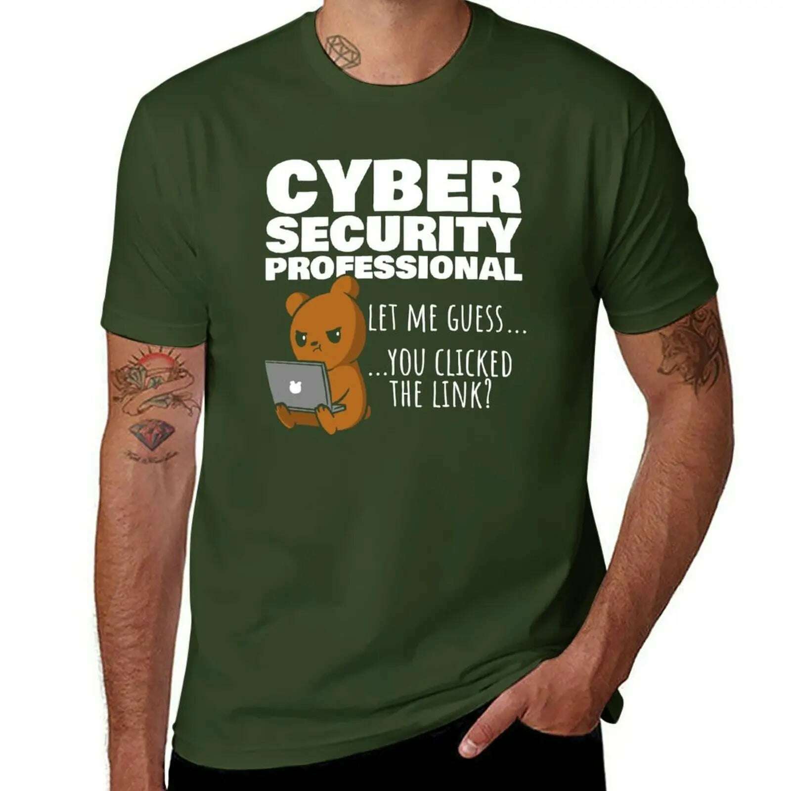 KIMLUD, New You Clicked The Link? Funny Cybersecurity Infosec T-Shirt oversized t shirts vintage t shirt kawaii clothes Men's clothing, Army Green / S, KIMLUD APPAREL - Womens Clothes