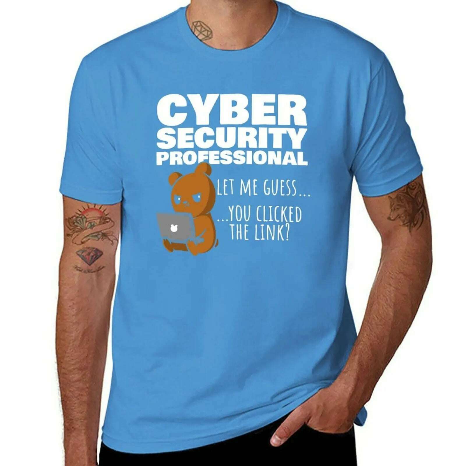KIMLUD, New You Clicked The Link? Funny Cybersecurity Infosec T-Shirt oversized t shirts vintage t shirt kawaii clothes Men's clothing, Medium blue / S, KIMLUD APPAREL - Womens Clothes