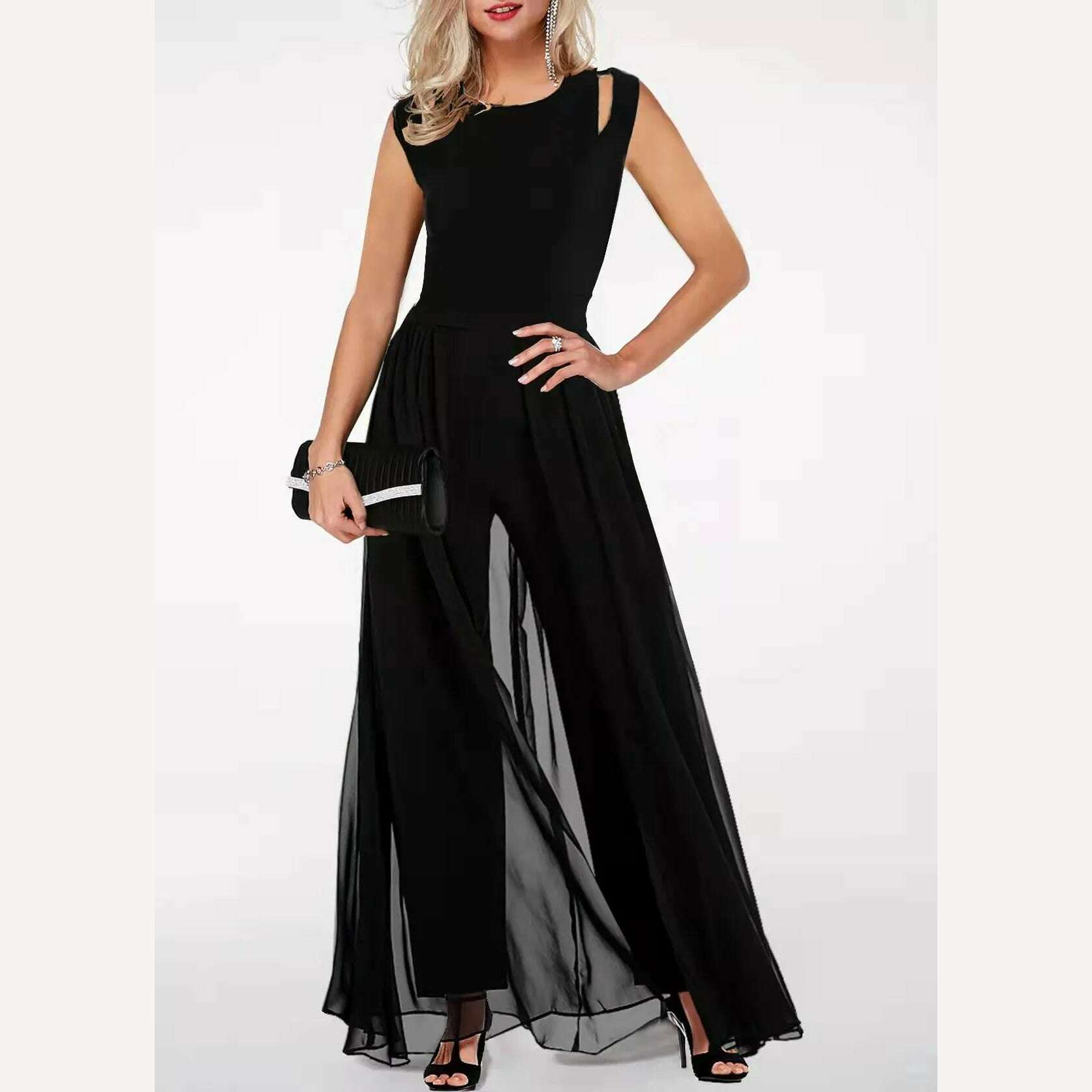 KIMLUD, New2023 Women's Summer Casual Jumpsuits Solid Elegant Sleeveless High Waist Women One Pieces Overalls Female Party Club Outfits, KIMLUD Womens Clothes