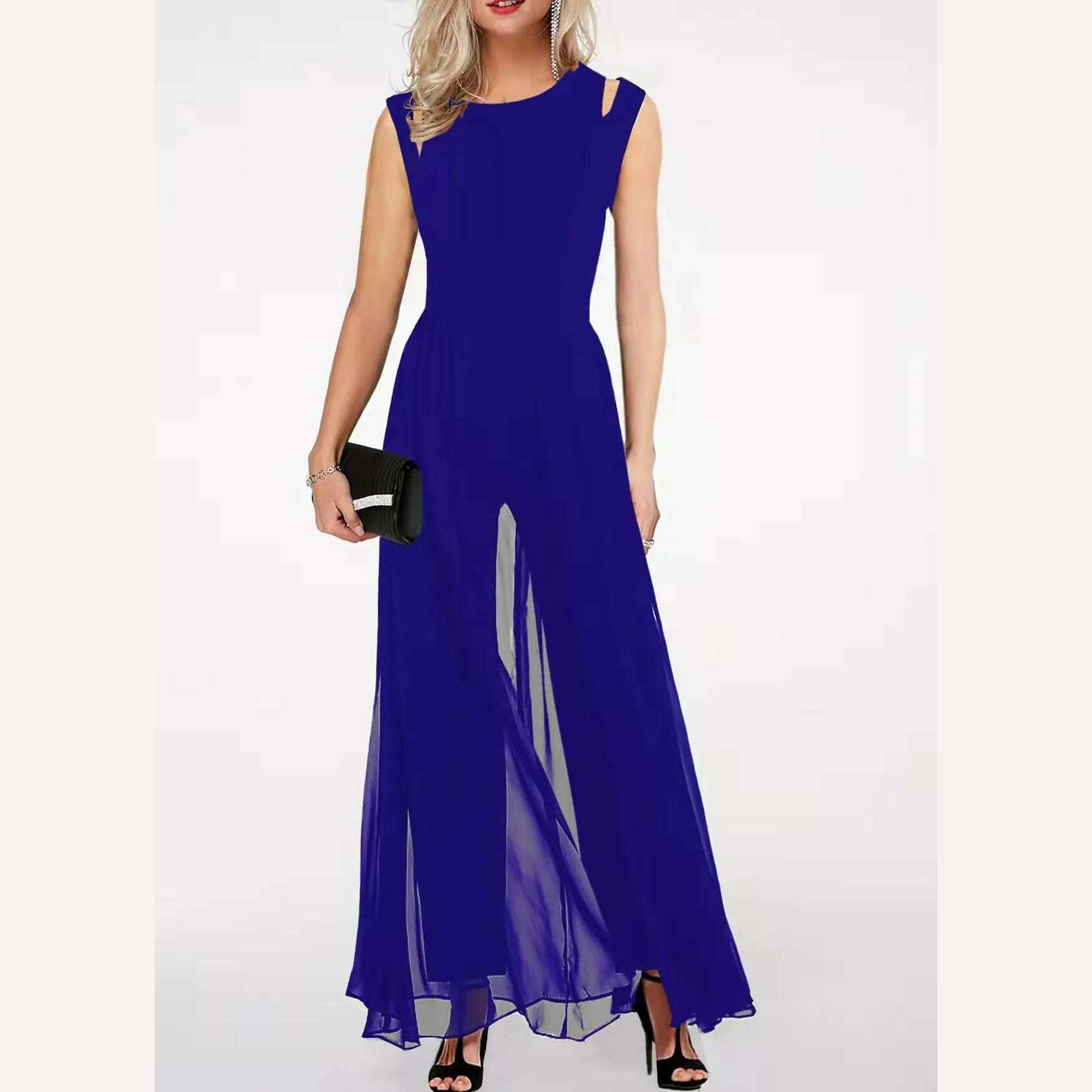 KIMLUD, New2023 Women's Summer Casual Jumpsuits Solid Elegant Sleeveless High Waist Women One Pieces Overalls Female Party Club Outfits, KIMLUD Womens Clothes