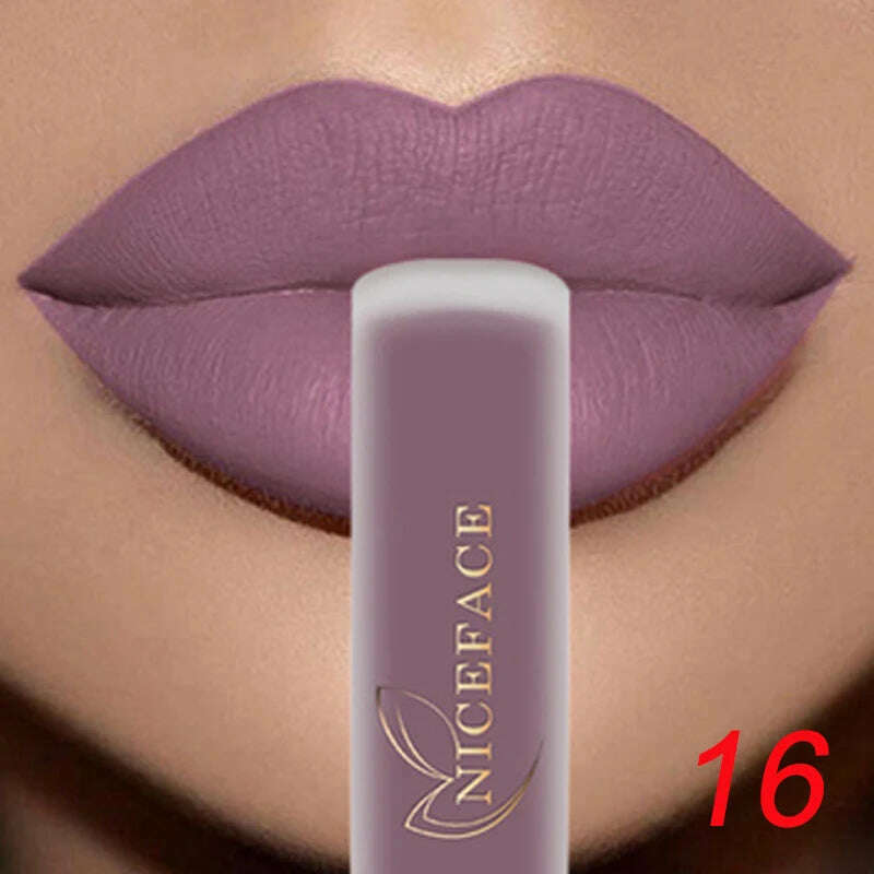 KIMLUD, NICEFACE Nude Matte Liquid Lipsticks Waterproof Long Lasting Lip Gloss Sexy Red Velvet Lip Tint Women Makeup Cosmetics Batom, KIMLUD Women's Clothes