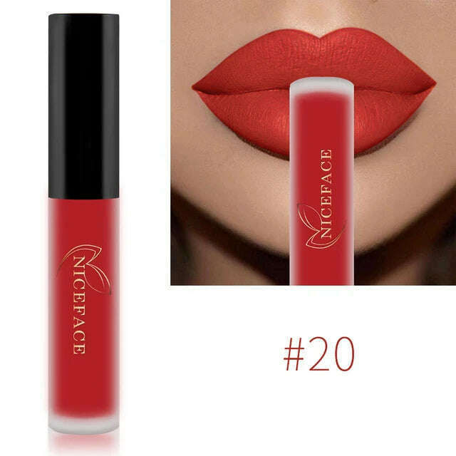 KIMLUD, NICEFACE Nude Matte Liquid Lipsticks Waterproof Long Lasting Lip Gloss Sexy Red Velvet Lip Tint Women Makeup Cosmetics Batom, KIMLUD Womens Clothes