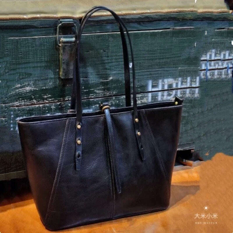 KIMLUD, Niche Design Women Bags Retro Luxury New Genuine Leather Lady Handbags Large Capacity Fashion Tote Bag Portable Shoulder Bags, KIMLUD Womens Clothes